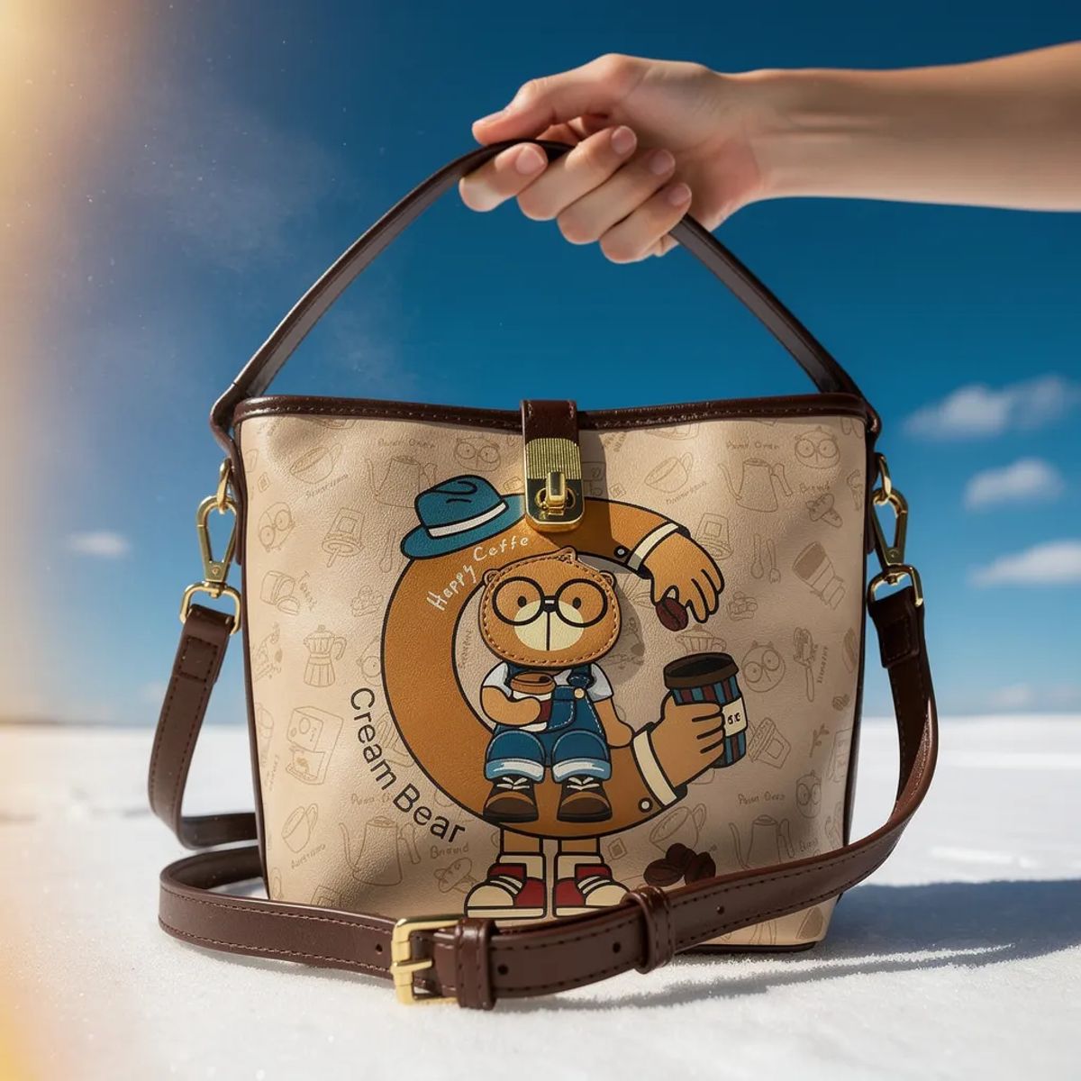 BOVINITA - Cartera Mujer Bandolera Mochila Regalo Cream Bear Original