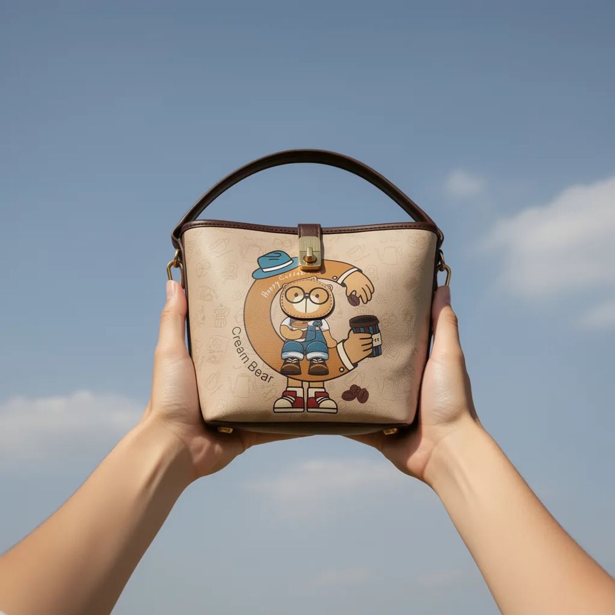 BOVINITA - Cartera Mujer Bandolera Mochila Regalo Cream Bear Original