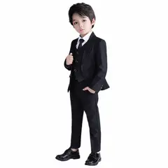 XPRESS RECHARGE - Traje Niño Negro Liso 5 Piezas – Formal Elegante