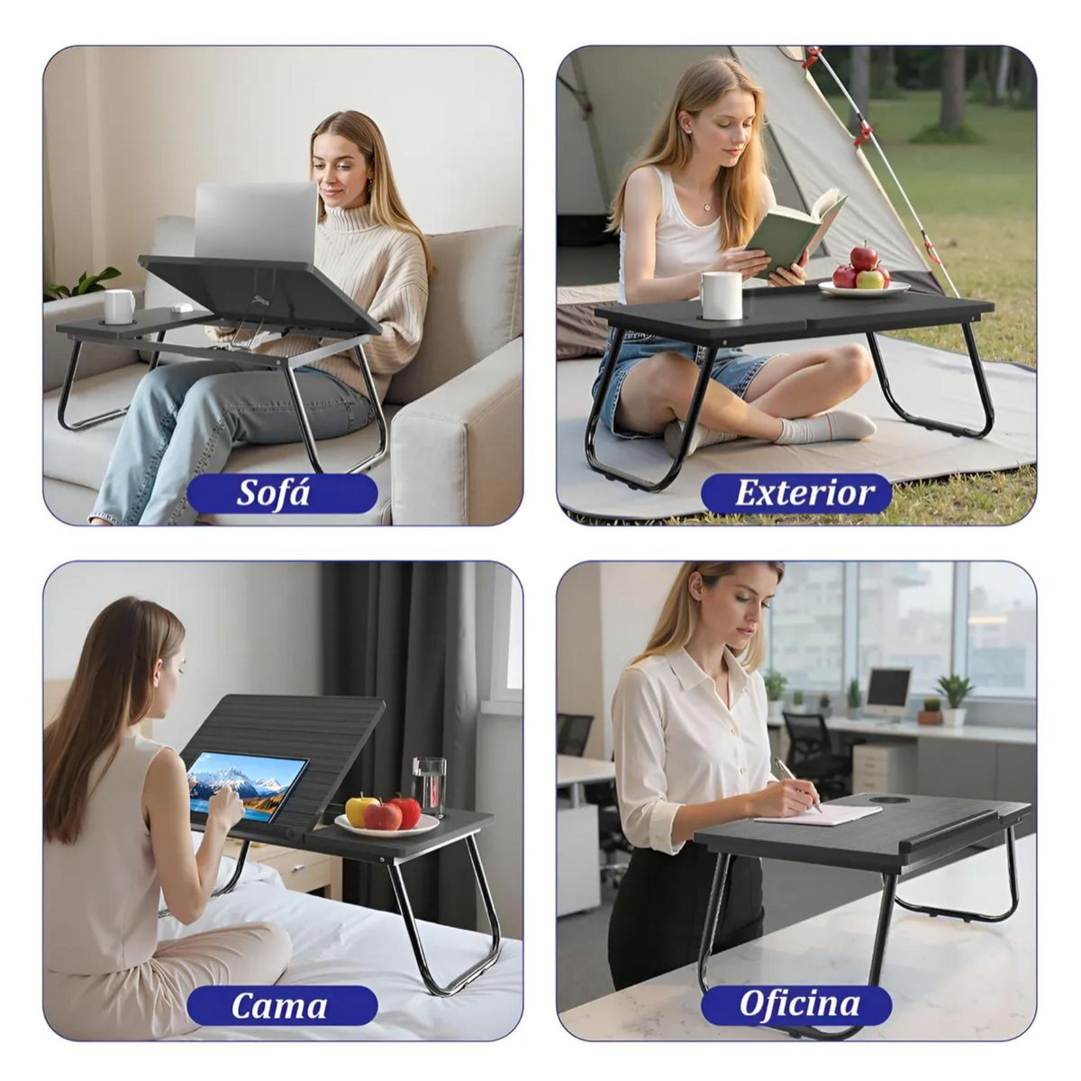 KINDA NICE - Mesa Plegable Ajustable Para Laptop Con Patas Plegables