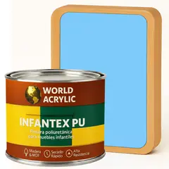 WORLD ACRYLIC - PINTURA MUEBLES INFANTEX PU BRILLANTE- MULTISUPERFICIES - 1-2 GALON AZUL JUGUETE