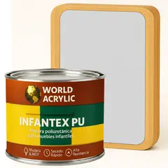 WORLD ACRYLIC - PINTURA MUEBLES INFANTEX PU BRILLANTE- MULTISUPERFICIES - 1-2 GALON GRIS ELEFANTITO