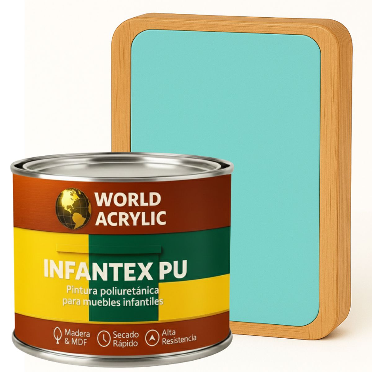 WORLD ACRYLIC - PINTURA MUEBLES INFANTEX PU BRILLANTE- MULTISUPERFICIES - 1-2 GALON TURQUESA SIRENA