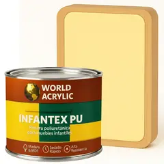 WORLD ACRYLIC - PINTURA MUEBLES INFANTEX PU BRILLANTE- MULTISUPERFICIES - 1-2 GALON AMARILLO MANTEQUILLA