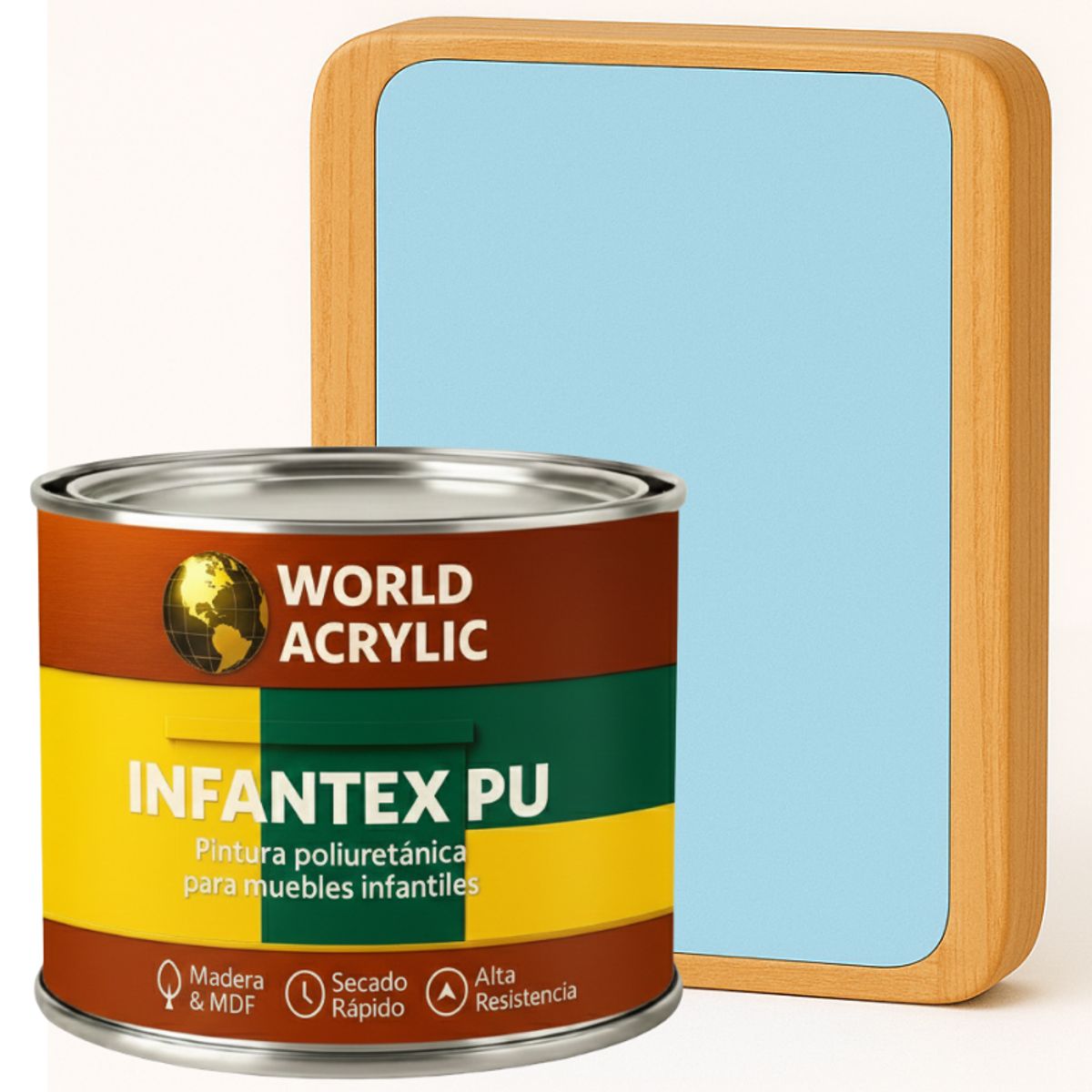 WORLD ACRYLIC - PINTURA MUEBLES INFANTEX PU MATE- MULTISUPERFICIES - 1-2 GALON AZUL NUBE