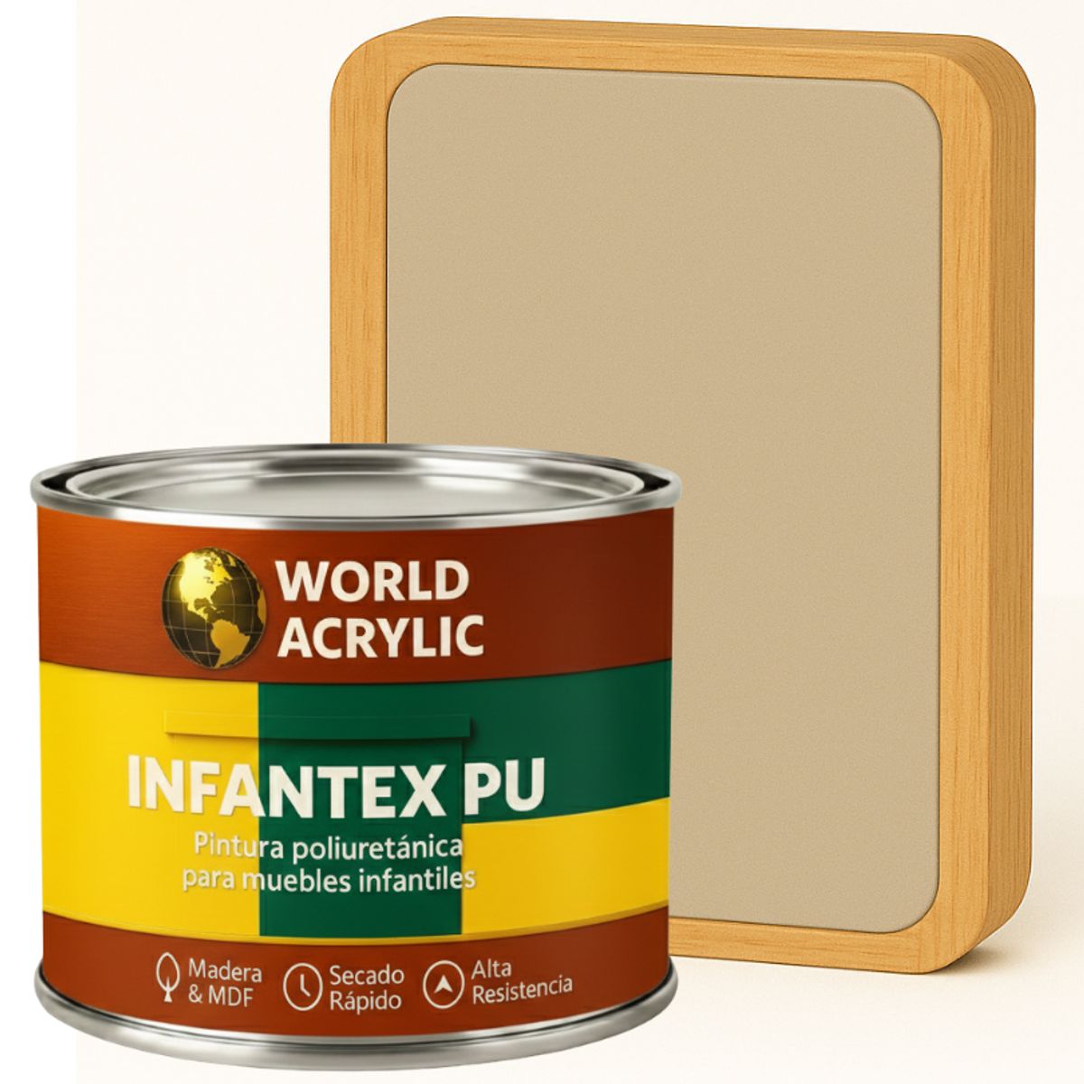 WORLD ACRYLIC - PINTURA MUEBLES INFANTEX PU MATE- MULTISUPERFICIES - 1-2 GALON BEIGE CARAMELO
