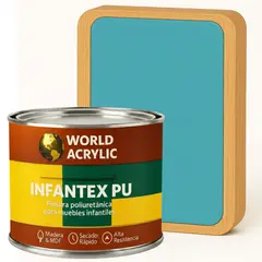 WORLD ACRYLIC - PINTURA MUEBLES INFANTEX PU MATE- MULTISUPERFICIES - 1-2 GALON CELESTE ALGODÓN