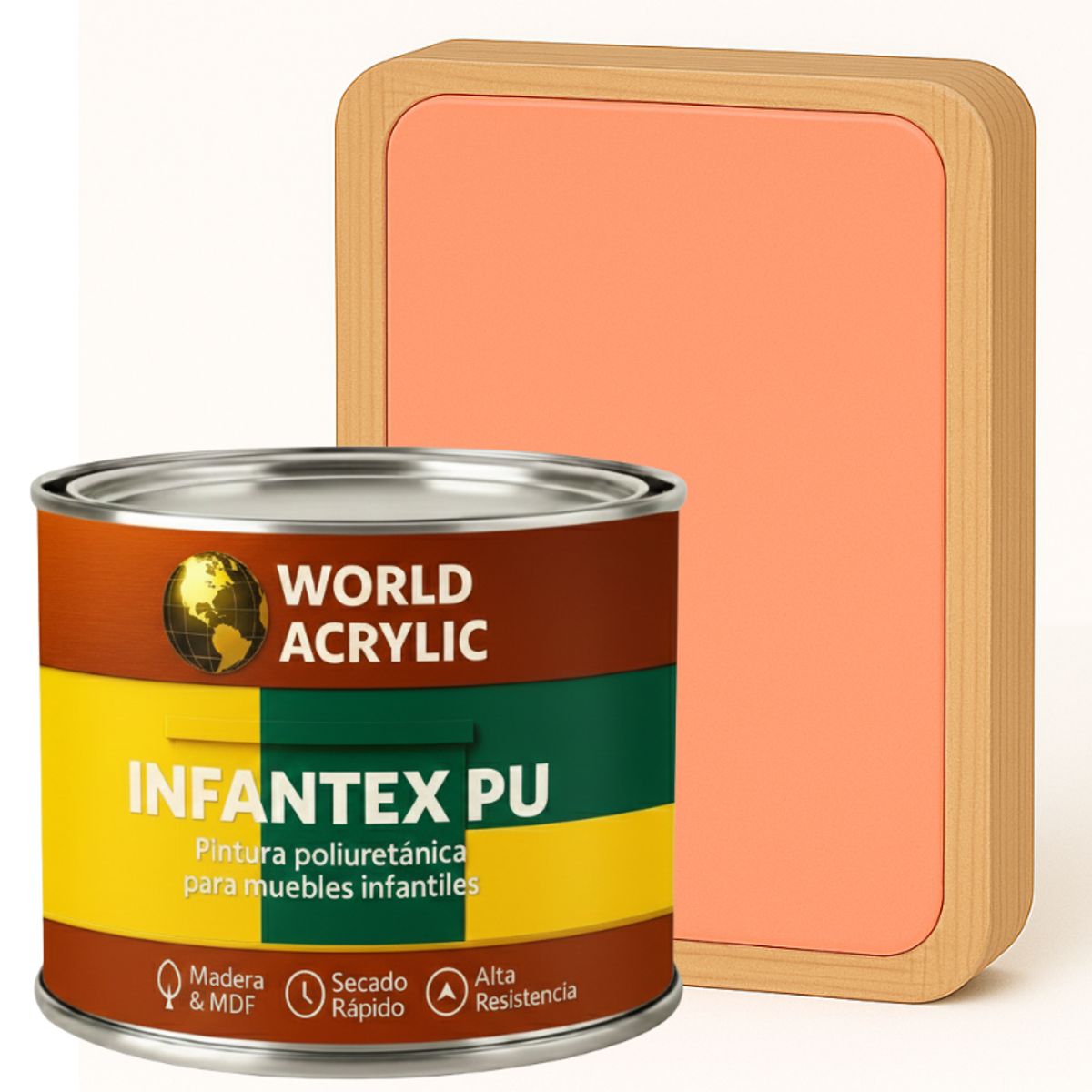 PINTURA MUEBLES INFANTEX PU MATE- MULTISUPERFICIES - 1-2 GALON CORAL SUAVE, marca WORLD ACRYLIC - Foto Principal