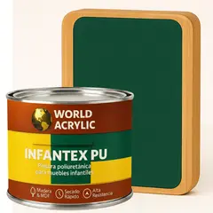 WORLD ACRYLIC - PINTURA MUEBLES INFANTEX PU MATE- MULTISUPERFICIES - 1-2 GALON VERDE BOSQUE
