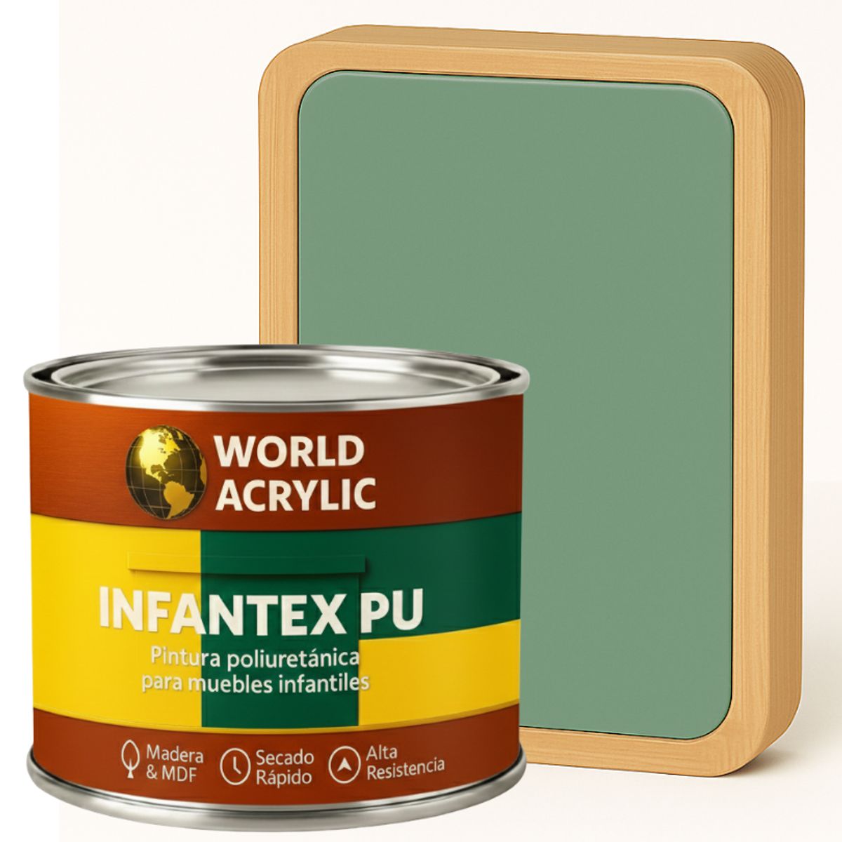 WORLD ACRYLIC - PINTURA MUEBLES INFANTEX PU MATE- MULTISUPERFICIES - 1-2 GALON VERDE SALVIA