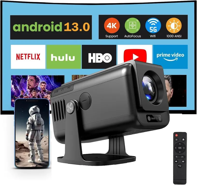 BLUEDREAMER Mini proyector con WiFi y Bluetooth proyector portátil 1080P para el hogar