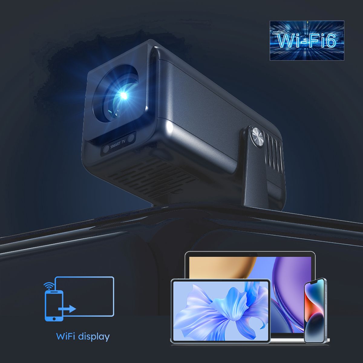BLUEDREAMER - Mini proyector con WiFi y Bluetooth proyector portátil 1080P para el hogar