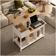 HOMER DESIGN - Mesa De Centro Covertible Expandible 3 En 1 Multiuso