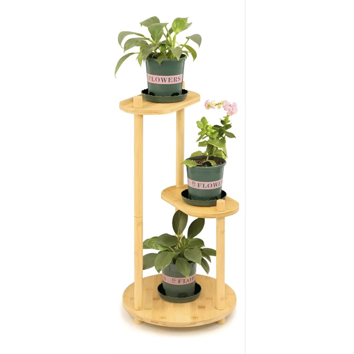 OKAY - Soporte Para Plantas De Bambú, Interior O Exterior 3 Niveles