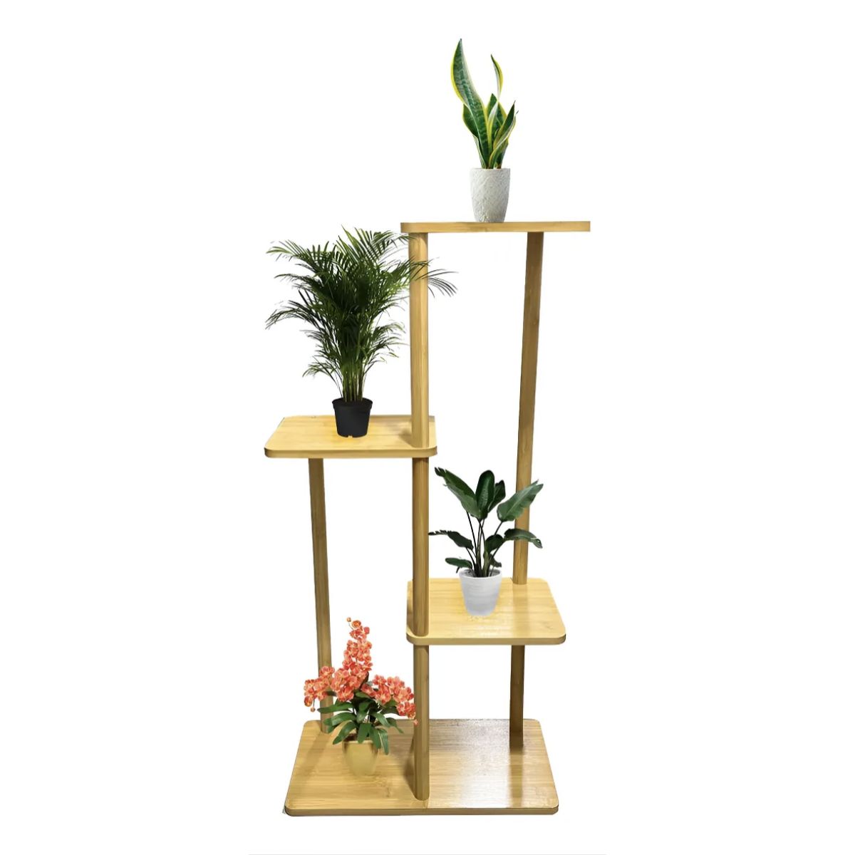 OKAY - Soporte Para Plantas De Bambú, Interior O Exterior 4 Niveles