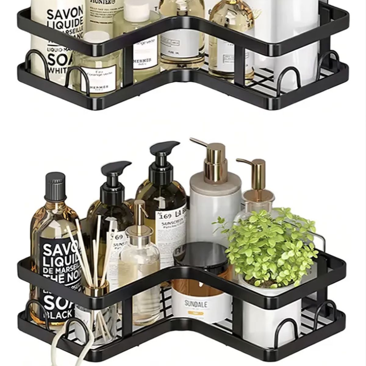 OKAY - Estante Metalico Para Baño, Cesta Soporte Para Pared 2 Pcs Color Negro