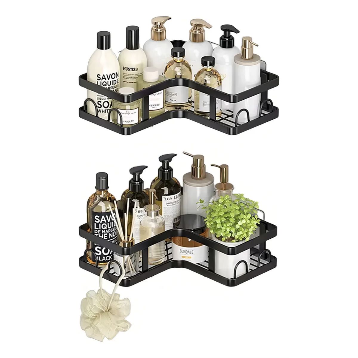 OKAY - Estante Metalico Para Baño, Cesta Soporte Para Pared 2 Pcs Color Negro