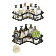 OKAY - Estante Metalico Para Baño, Cesta Soporte Para Pared 2 Pcs Color Negro