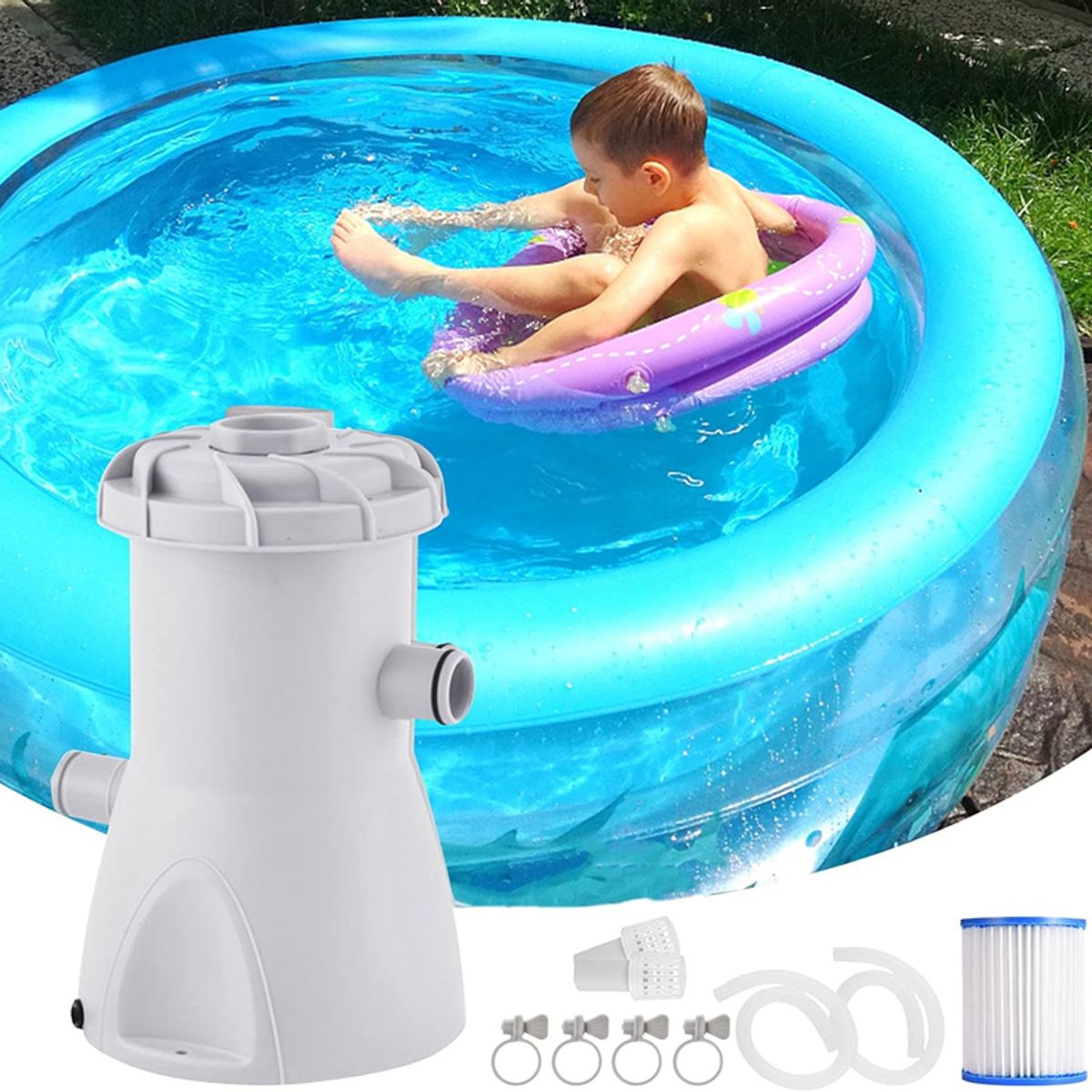 AFVENTURA - Bomba De Agua Para Piscina Con Filtro 3028 Lh