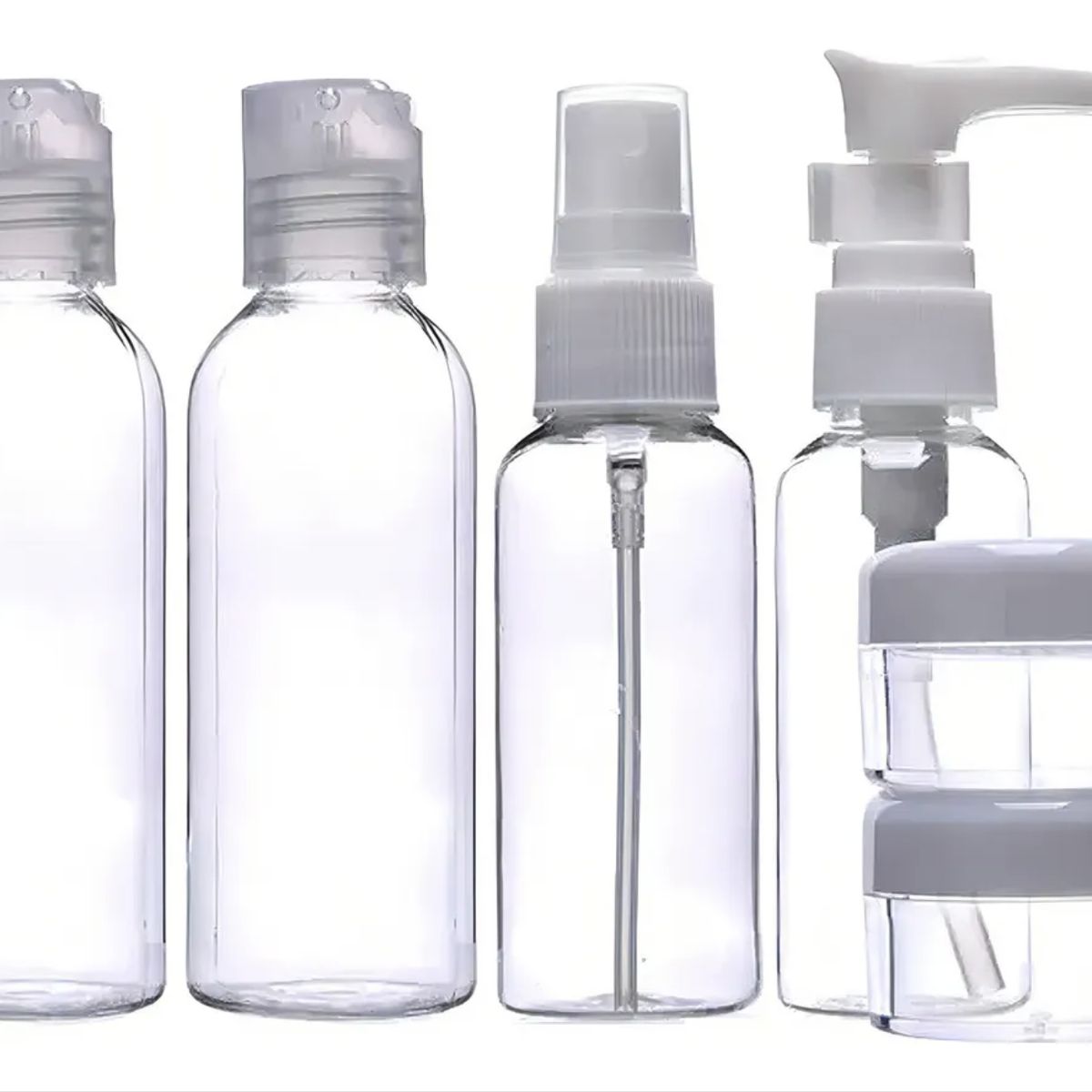 OKAY - Set botella viaje portátil 7 envase color transparente práctico compacto seguro