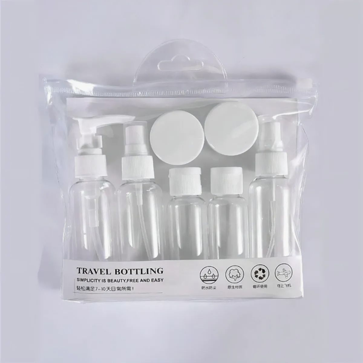 OKAY - Set botella viaje portátil 7 envase color transparente práctico compacto seguro