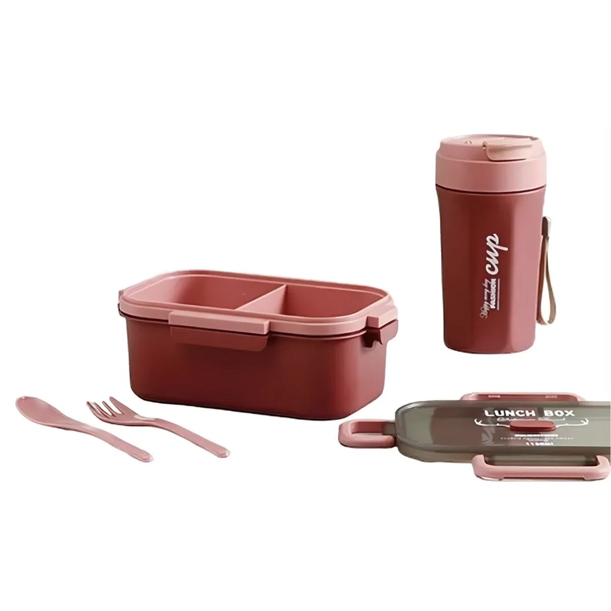 OKAY - Lonchera Topper + Termo Con Color Burdeo