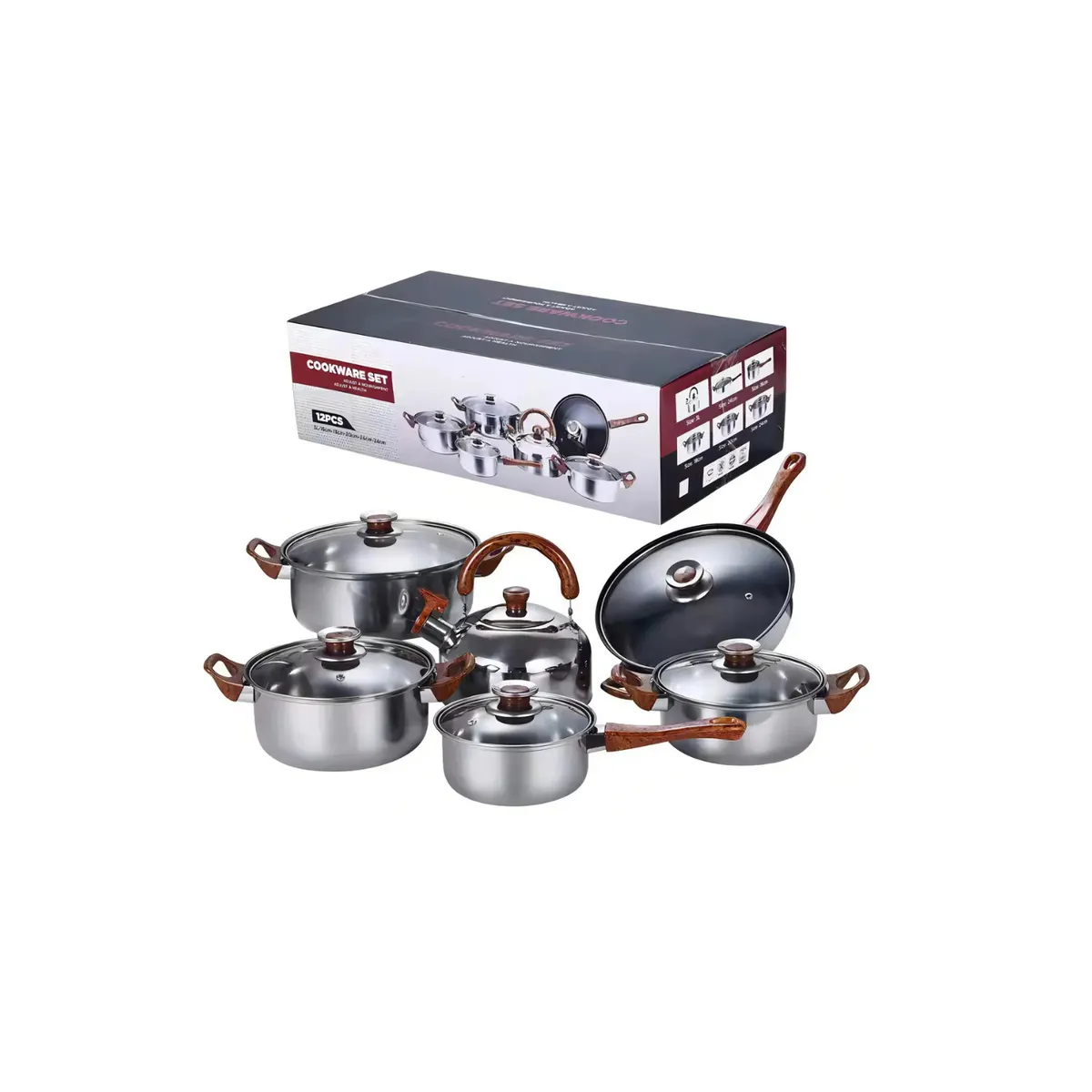 GENERICO - Set De Ollas De Cocina Y Tetera 12 Piezas