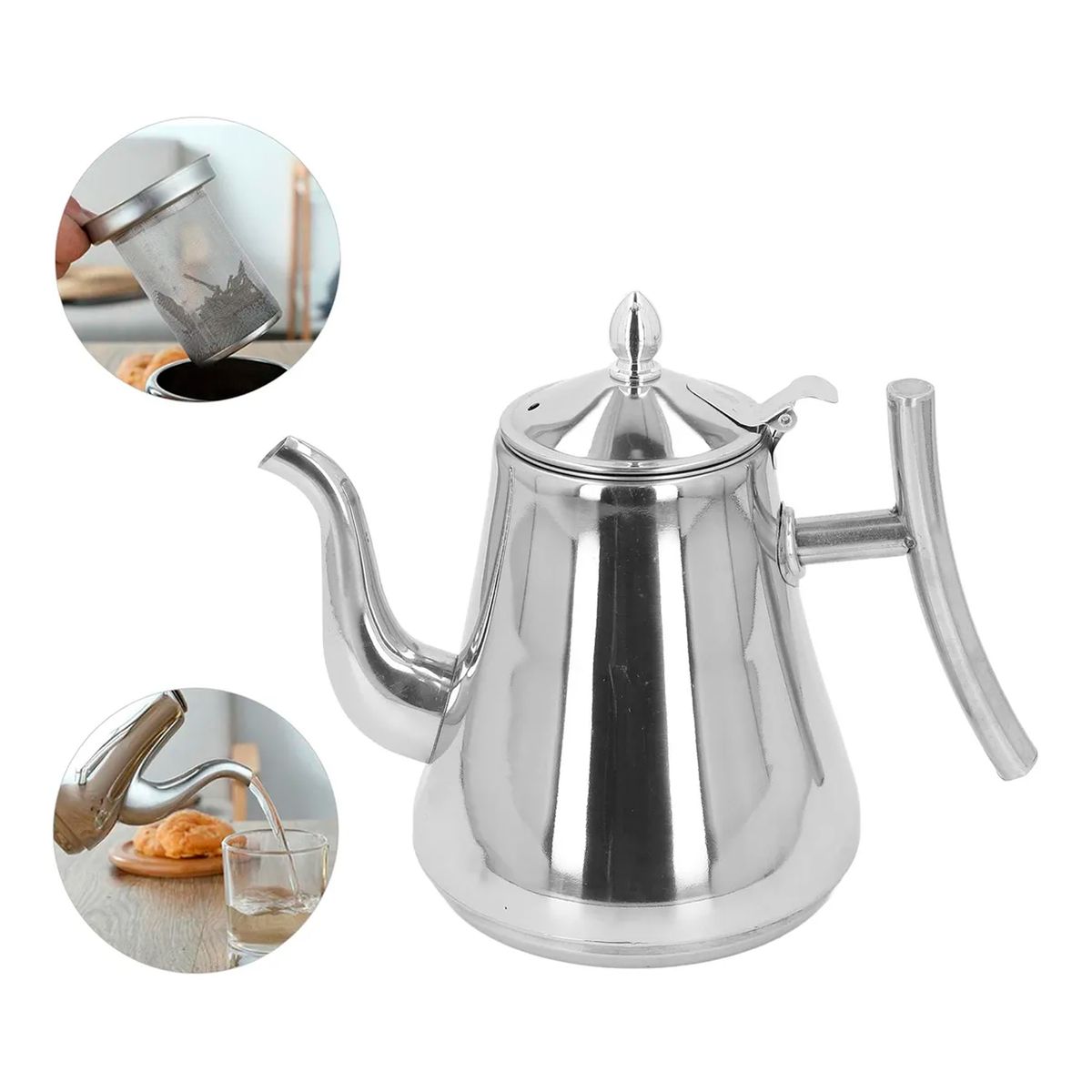 ESHOPANGIE - Tetera Infusor Acero Inoxidable Para Té Y Infusiones 1 Litro