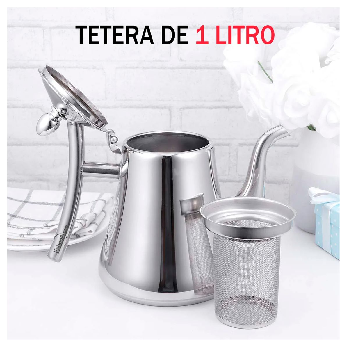 ESHOPANGIE - Tetera Infusor Acero Inoxidable Para Té Y Infusiones 1 Litro