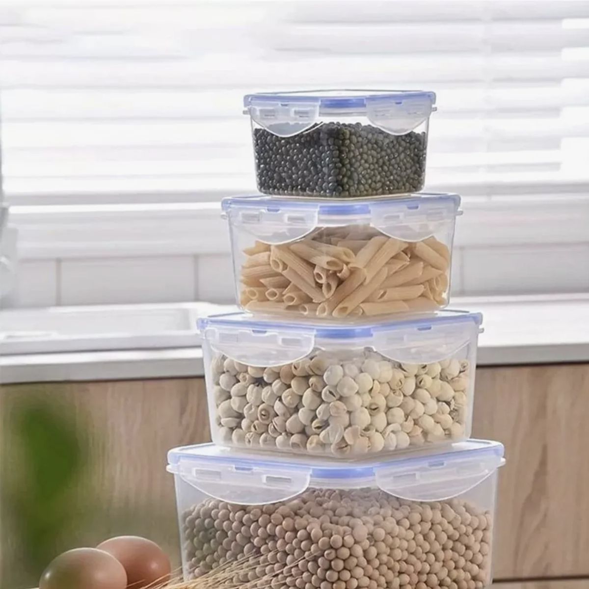 OKAY - Set 5 Envases Herméticos Plástico Almacenamiento De Alimento