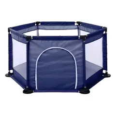 OKAY - Corral De Seguridad Para Bebes Color Azul Diseño De La Tela Liso