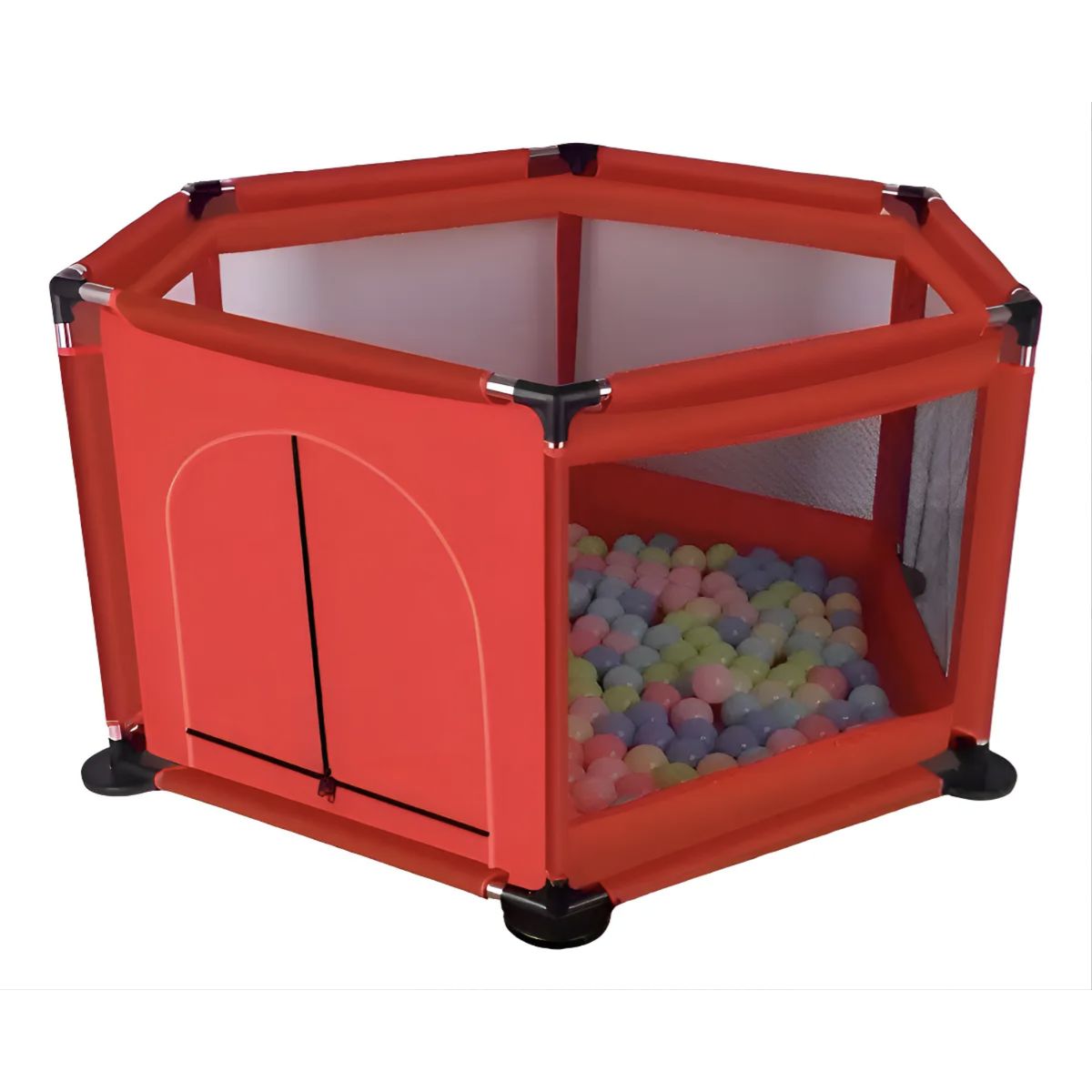 OKAY - Valla De Juego Para Bebes Corral De Seguridad Color Rojo Diseño De La Tela Liso