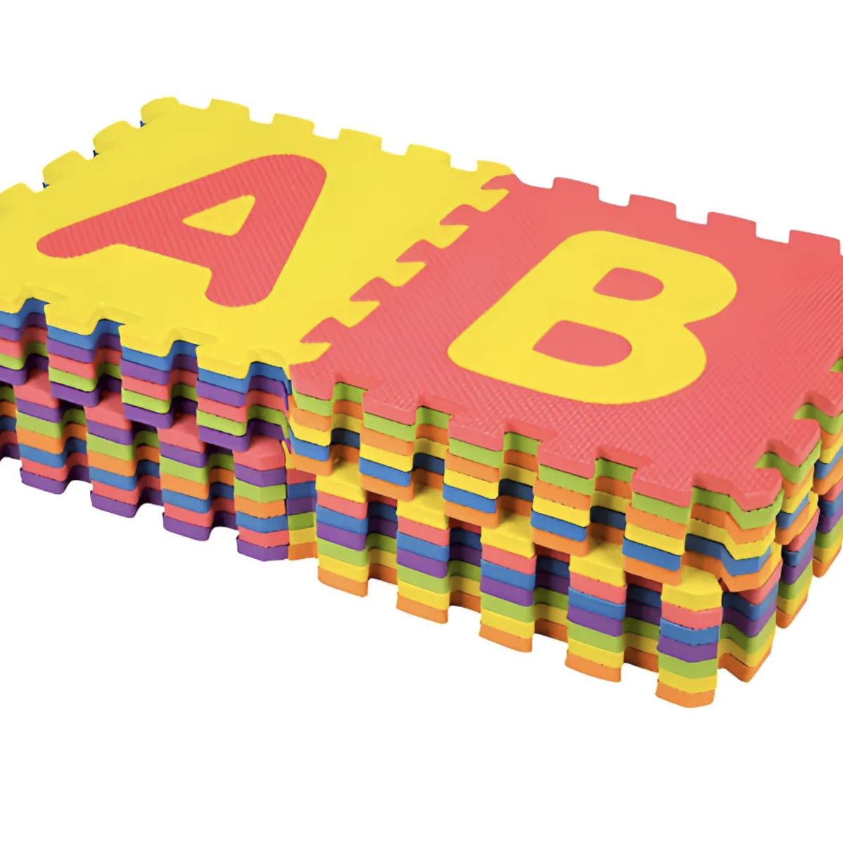 OKAY - Set 10 Alfombra Goma Eva Bebes 30x30cm, Letras Color Variado