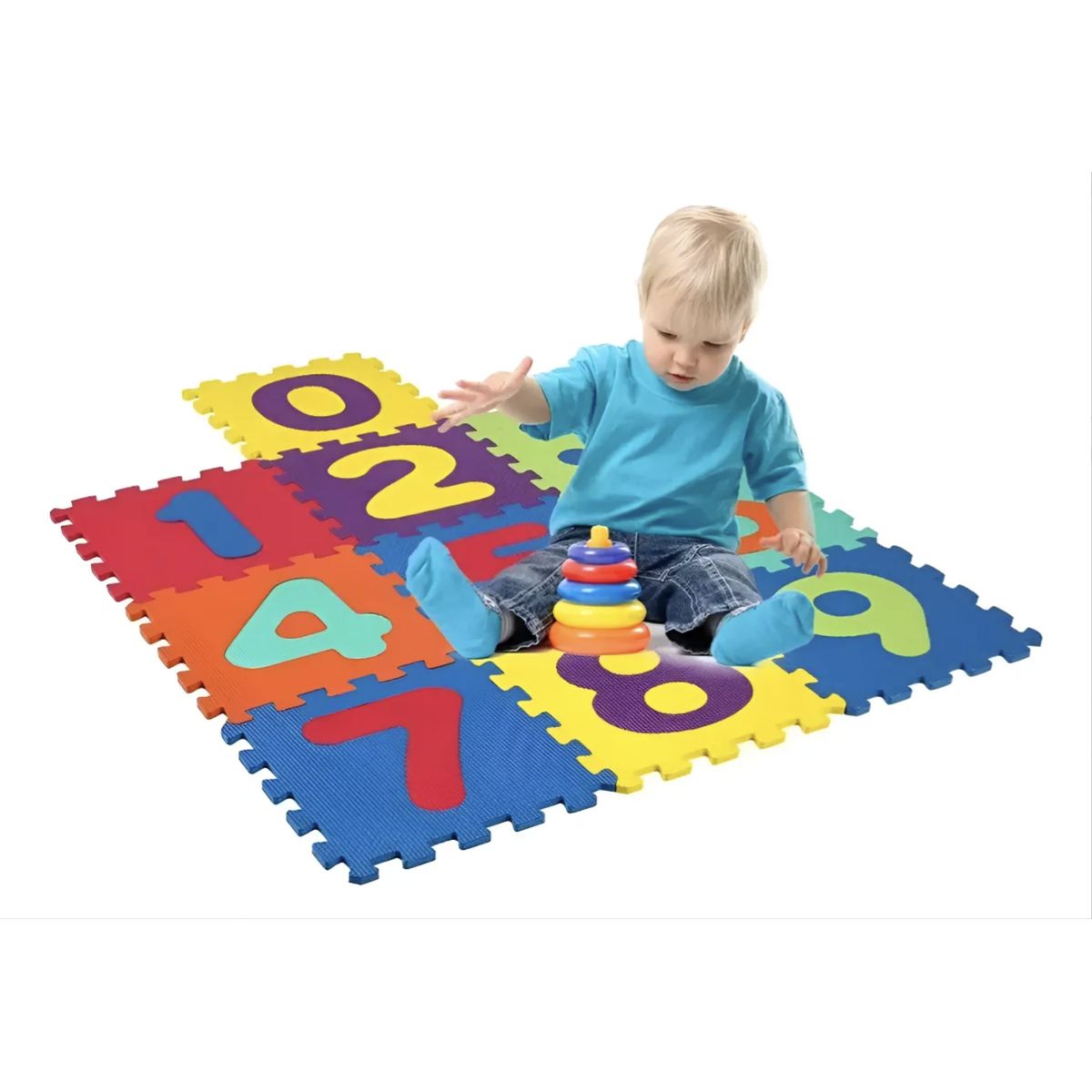 OKAY - Set 10 Alfombra Goma Eva Bebes 30x30cm Números Color Variado