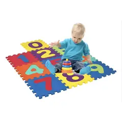 OKAY - Set 10 Alfombra Goma Eva Bebes 30x30cm Números Color Variado