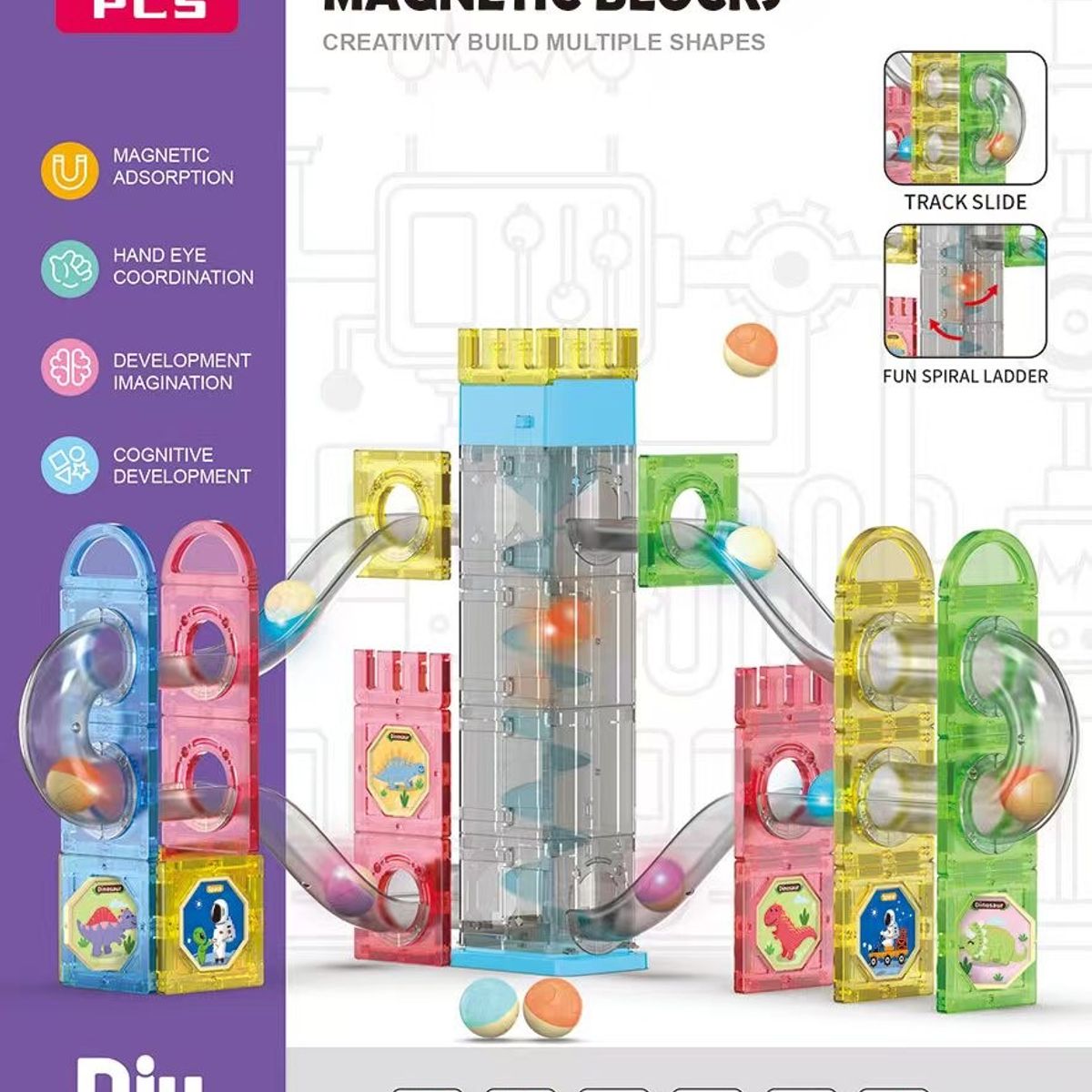 GENERICO - Bloques Magnéticos Educativos 71 Piezas Juego de Construcción Infantil