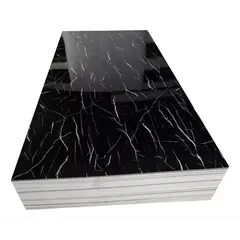 OKAY - Láminas Autoadhesiva Tipo Mármol Pack De 10 Laminas Negro