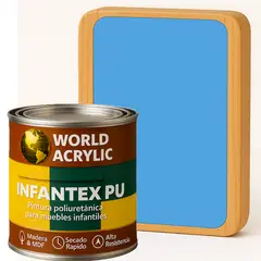 WORLD ACRYLIC - PINTURA MUEBLES INFANTEX PU BRILLANTE- MULTISUPERFICIES - 1-4 GALON AZUL CIELO