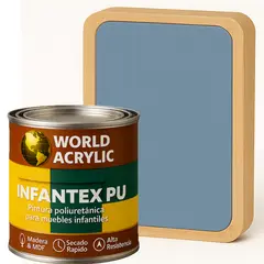 WORLD ACRYLIC - PINTURA MUEBLES INFANTEX PU BRILLANTE- MULTISUPERFICIES - 1-4 GALON AZUL DEMIN SUAVE