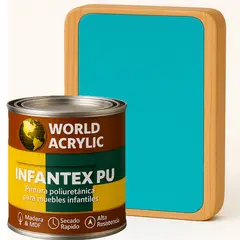 WORLD ACRYLIC - PINTURA MUEBLES INFANTEX PU BRILLANTE- MULTISUPERFICIES - 1-4 GALON AZUL SIRENITA