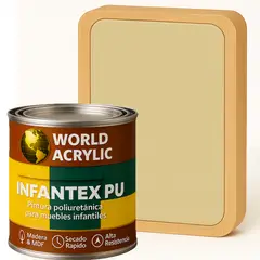 WORLD ACRYLIC - PINTURA MUEBLES INFANTEX PU BRILLANTE- MULTISUPERFICIES - 1-4 GALON BEIGE ARENA CLARO