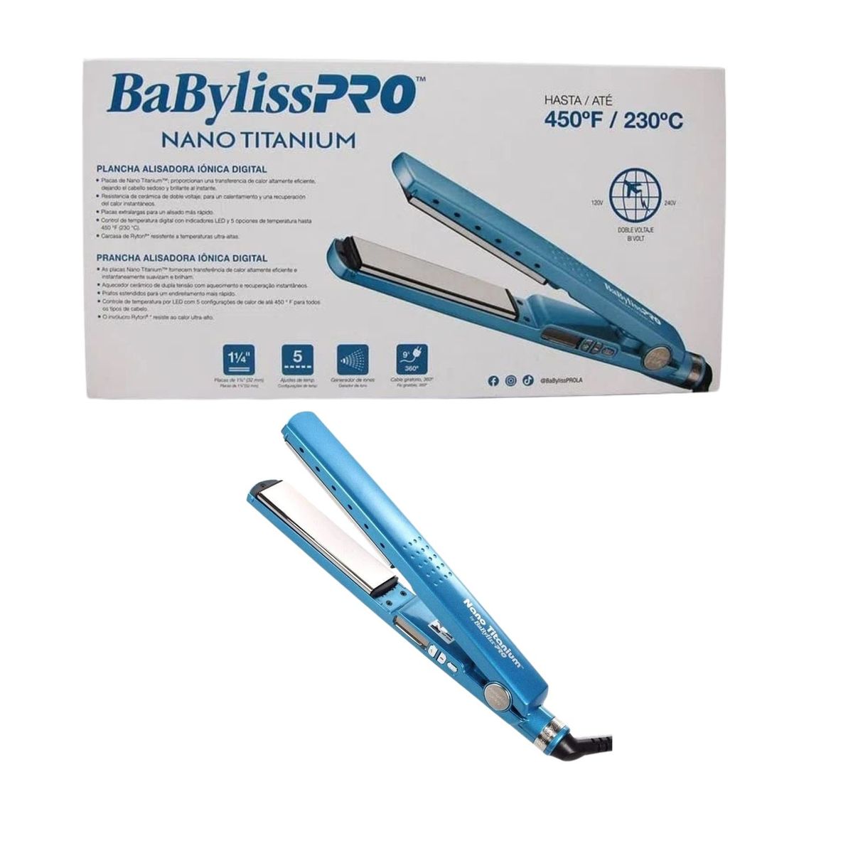 BABYLISS PRO - Plancha Alisadora Led Babyliss Pro 32MM Ionica Nano Titanium