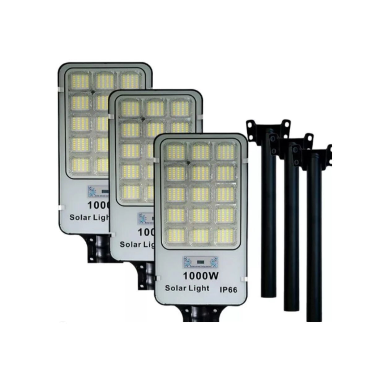 GENERICO - Pack X2 Foco Solar Alta Potencia 1000w Exterior Con Soporte Luz Blanca