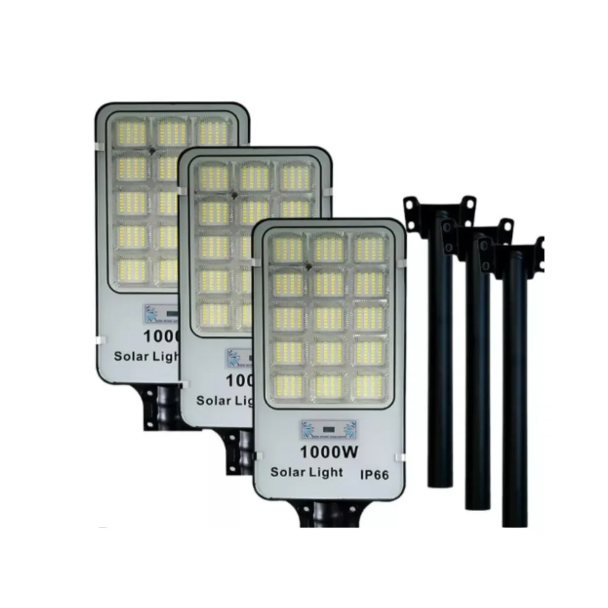 GENERICO - Pack X3 Foco Solar Alta Potencia 1000w Exterior Con Soporte Luz Blanca