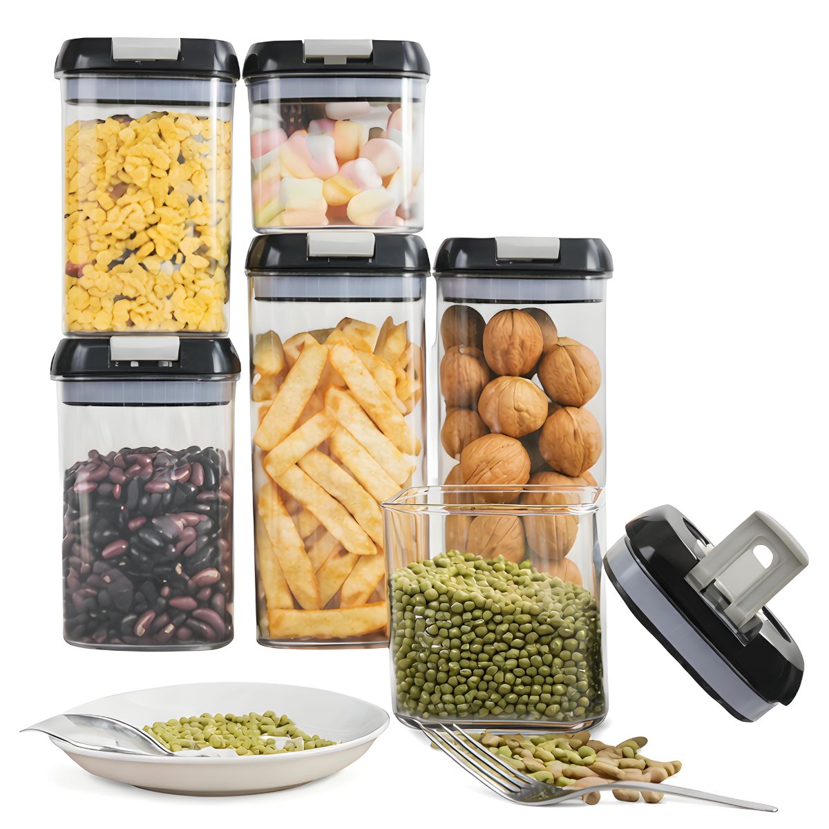 GENERICO - Set Tupper 6 Contenedores Herméticos Organizadores Multiuso