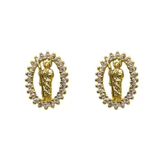 JOYAS LANDEROS - Aros Religioso Circones Enchapado en oro de 18k