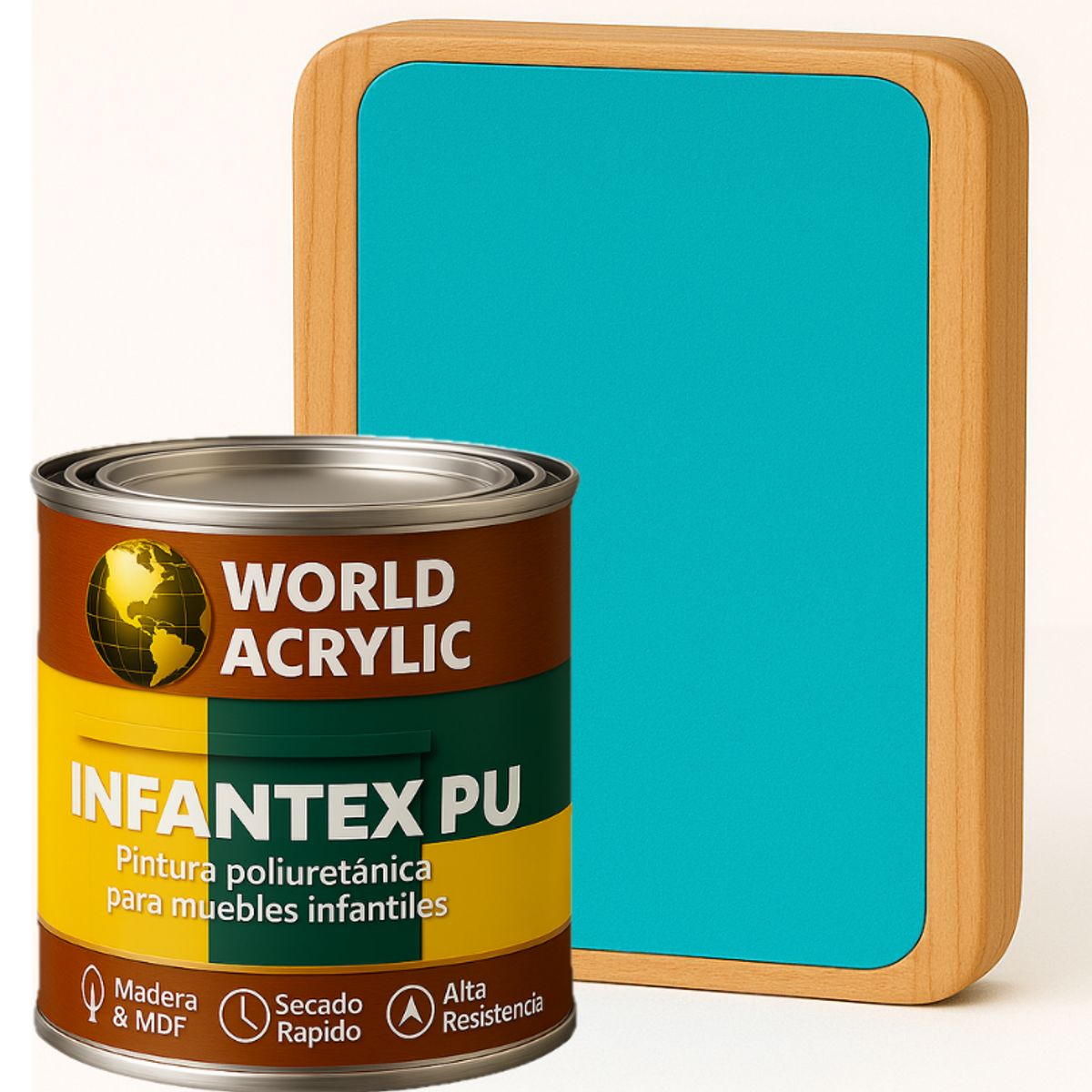 WORLD ACRYLIC - PINTURA MUEBLES INFANTEX PU MATE- MULTISUPERFICIES - 1-4 GALON AZUL SIRENITA