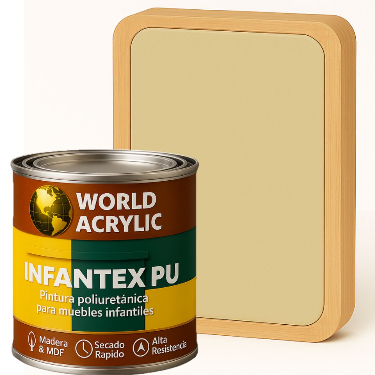 WORLD ACRYLIC - PINTURA MUEBLES INFANTEX PU MATE- MULTISUPERFICIES - 1-4 GALON BEIGE ARENA CLARO