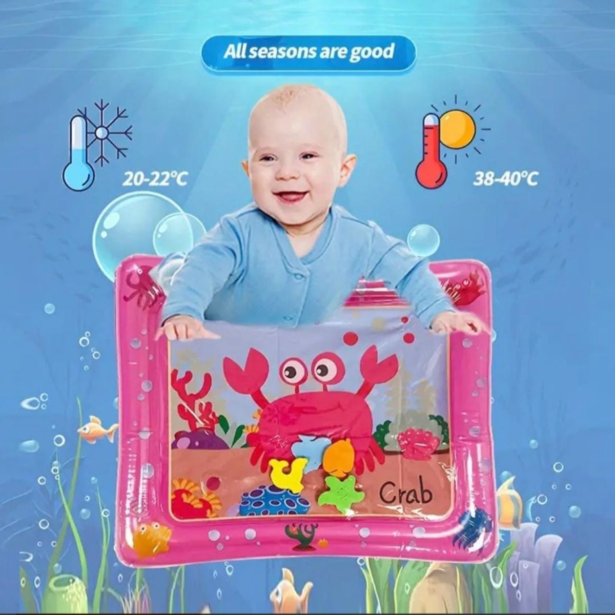 GENERICO - Alfombra de agua estimulacion sensorial animales rosada