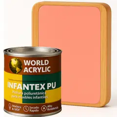 WORLD ACRYLIC - PINTURA MUEBLES INFANTEX PU MATE- MULTISUPERFICIES - 1-4 GALON DURAZNO FELIZ